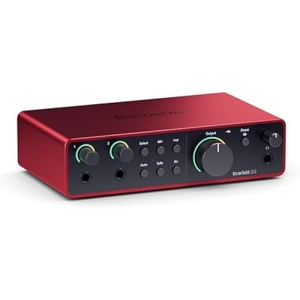 Focusrite Scarlett 2i2 4th Gen, USB audio interface for recording, composing