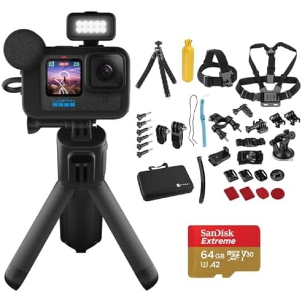 GoPro HERO12 Black Creator Edition Camera Bundle: 40-pc Extreme Sport Kit