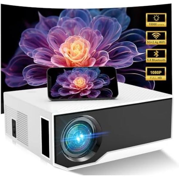 Projector with WiFi and Bluetooth, 2024 Update 14000Lumens Native 1080P Full HD
