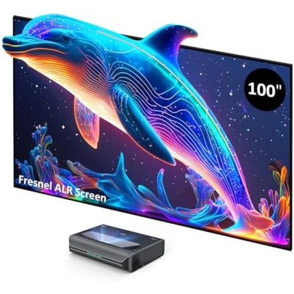 NexiGo Aurora Pro 4K Laser TV, with 100" Fresnel ALR Screen, Factory Calibrated