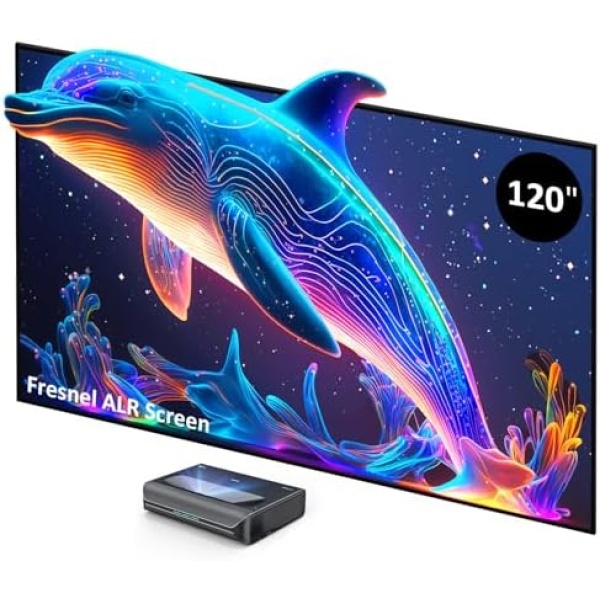 NexiGo Aurora Pro 4K Laser TV, with 120" Fresnel ALR Screen, Factory Calibrated